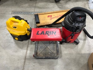 lot 227 image: Dollies & Vacuums Including 2 Shop Vacuums & Two Dollies for a Mechanic