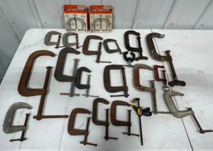 lot 233 image: Vintage Variety of C-Clamps of Various Sizes Tools