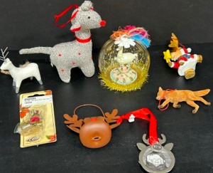 lot 275 image: LLAMAS Christmas Ornaments And More Moose, a Ram and a Fox