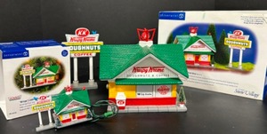 lot 287 image: Department 56 Snow Village - Krispy Kreme Doughnut Shop & Matching Ornament Christmas Houses Snow Village RETIRED