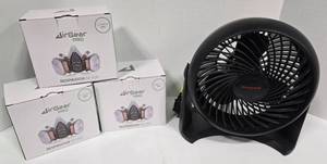 lot 335 image: 3 New AIRGEAR Pro Respirators & HONEYWELL Fan 
