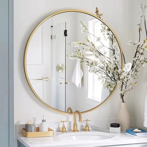 lot 224 image: 28 Round Mirror Circle Wall Bathroom Vanity Entryway Living Room HD glass Gold