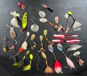 lot 349 image: Vintage Lot of MEPPS, Inhaler & Other Brand Spoons, Spinner Fishing Lures