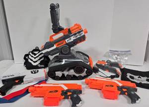 lot 367 image: Lot of NERF Play - Remote Terrascout Tank, N-Strike Blaster & Rival Gun