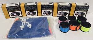 lot 392 image: 5 Compact Lightweight Binoculars, Mesh Bags & Wrist Bands