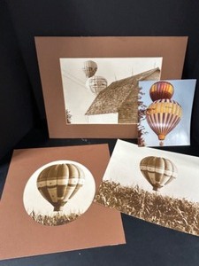 lot 382 image: Sepia Toned & Colored HOT AIR BALLOON Photographs Matt Framed - Qty 4