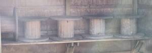 lot 397 image: 5 Wood Construction Spools - Farm or Repurpose