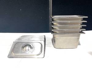 lot 336 image: 5 Stainless Steel Prep Pans
