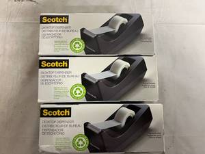 lot 33 image: 3 Scotch Desktop Tape Dispensers