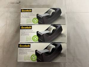 lot 35 image: 3 Scotch Desktop Tape Dispensers