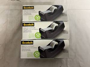 lot 37 image: 3 Scotch Desktop Tape Dispensers