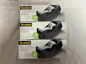 lot 38 image: 3 Scotch Desktop Tape Dispensers