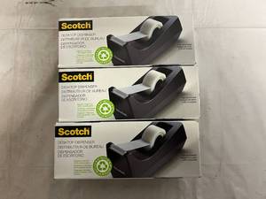 lot 39 image: 3 Scotch Desktop Tape Dispensers