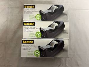 lot 40 image: 3 Scotch Desktop Tape Dispensers