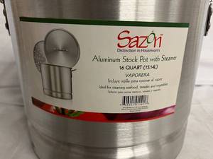 lot 95 image: Sazon 16qt Aluminum Stock Pot with Steamer