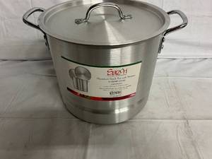 lot 96 image: Sazon 16qt Aluminum Stock Pot with Steamer