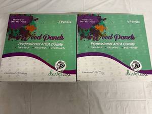 lot 293 image: 2x 4 Packs of Daveliou Stretch Canvas Wood Panels - 12 x 12