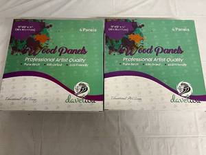 lot 295 image: 2x 4 Packs of Daveliou Stretch Canvas Wood Panels - 12 x 12
