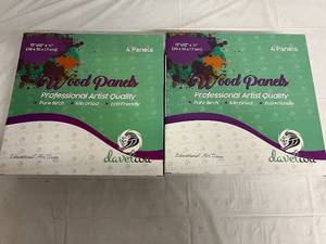 lot 297 image: 2x 4 Packs of Daveliou Stretch Canvas Wood Panels - 12 x 12