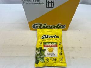 lot 101 image: MM. 8x 19 Ricola Wrapped Drops-Lemon Mint Sugar Free