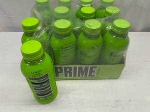 lot 136 image: P. 12x 16.9oz Prime Hydration Drink-Lemon Lime