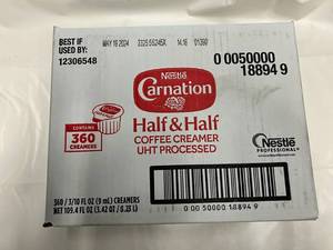 lot 409 image: 360x Carnation Half & Half Coffee Creamer
