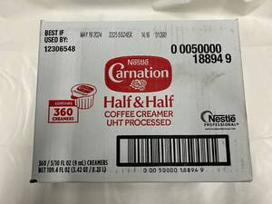 lot 412 image: 360x Carnation Half & Half Coffee Creamer