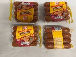 lot 372 image: E. 4x 8ct pkgs Stuffed Chilli Cheese Dogs-Oscar Meyer