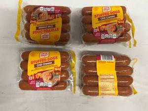 lot 374 image: E. 4x 8ct pkgs Stuffed Chilli Cheese Dogs-Oscar Meyer