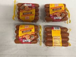 lot 375 image: E. 4x 8ct pkgs Stuffed Chilli Cheese Dogs-Oscar Meyer