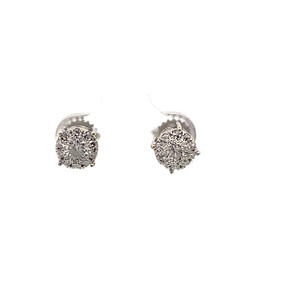 lot 14 image: Natural Diamond 14k White Gold Earrings in Halo
