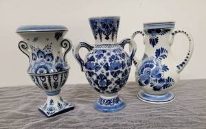 Handpainted Delft Double Handled Vase Collection  3