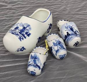 Collection of Blue and White Delft Dutch Clog Shoes