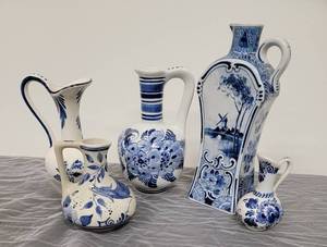 Collection of Handpainted Blue and White Delft Ewers  5