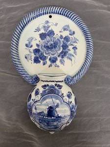 Norelco Handpainted Blue and White Wall Pocket