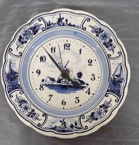 Delft Blue and White Handpainted Plate Wall Clock