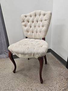 Linen Tufted French Accent Chair