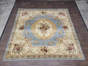Unique Loom Turkish Area Rug - Classic Aubusson - Light Blue