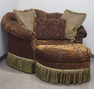 Gorgeous Tufted Loveseat with Matching Ottoman by Rachlin Classics
