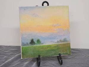 SIGNED Dreamy Original Fine Art Landscape Painting - Monica Saulmon - Spring Sunrise