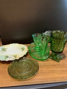 Green Depression Glass and more