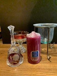 Vintage Hurricane, Red glass bell and more