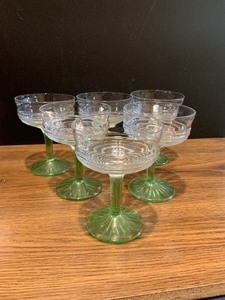 Green Depression Glass Dessert Dishes