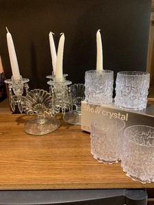 Vintage Candelabras and Snow Crystal Tumblers