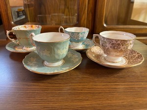 Vintage 4 sets of English China Cups and saucers