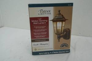 lot 39 image: NEW in box Patriot Lighting motion sensing wall lantern