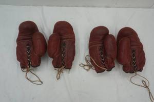 lot 50 image: 2 pair vintage leather boxing gloves