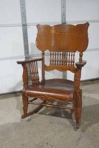 lot 57 image: vintage wooden rocking chair