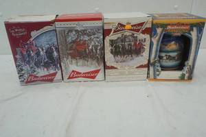 lot 190 image: collectible Budweiser Steins 4 ct