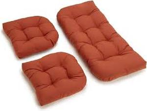 lot 22 image: Blazing Needles Twill Settee Group Cushions, Spice, Set of 3-Spice